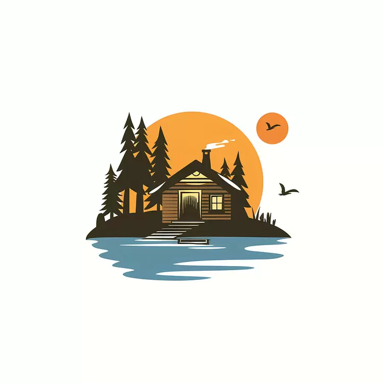 Woodland dwelling Cabin on the water Cabin in the forest Sunset in the woods Rustic home