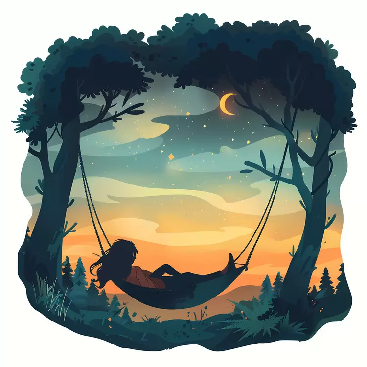 silhouette tree summer night forest