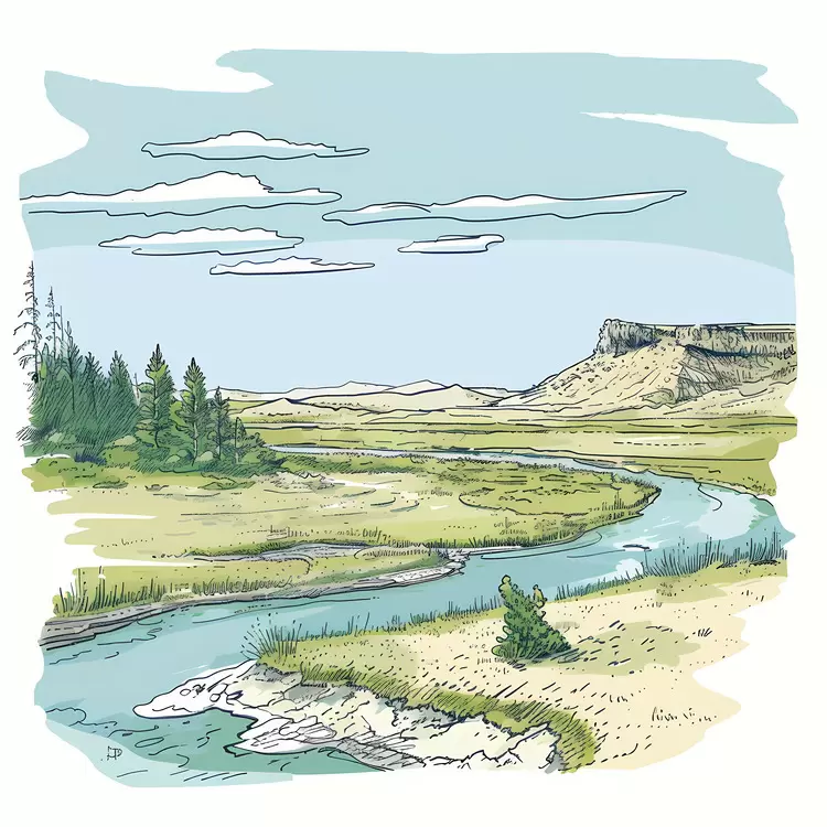 hills river forest wilderness Yellowstone National Park