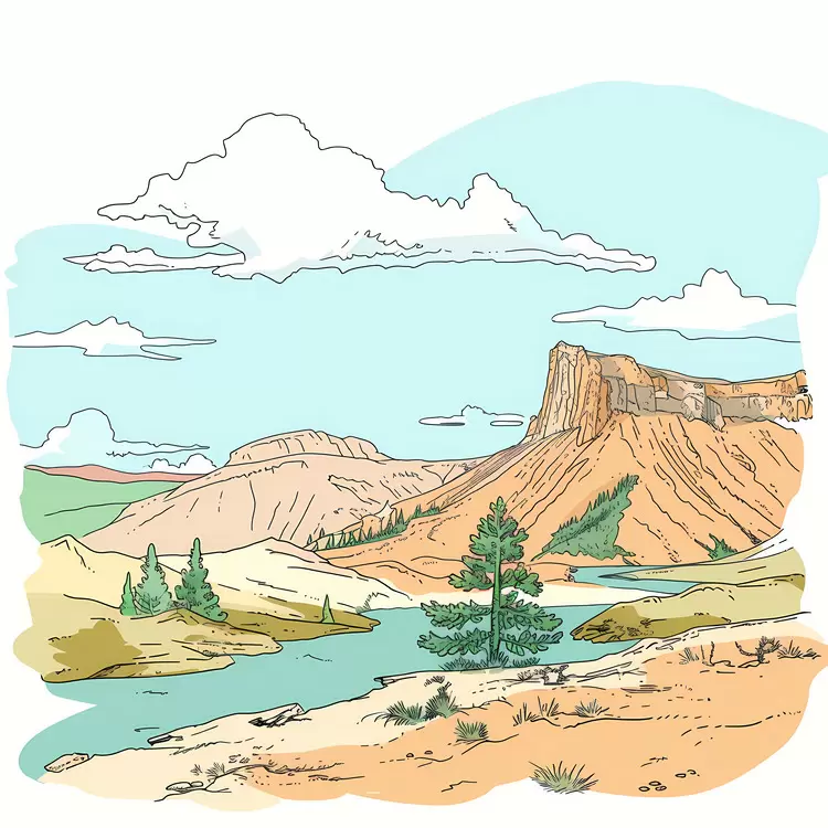 clouds rock formations mountains Yellowstone National Park blue skies