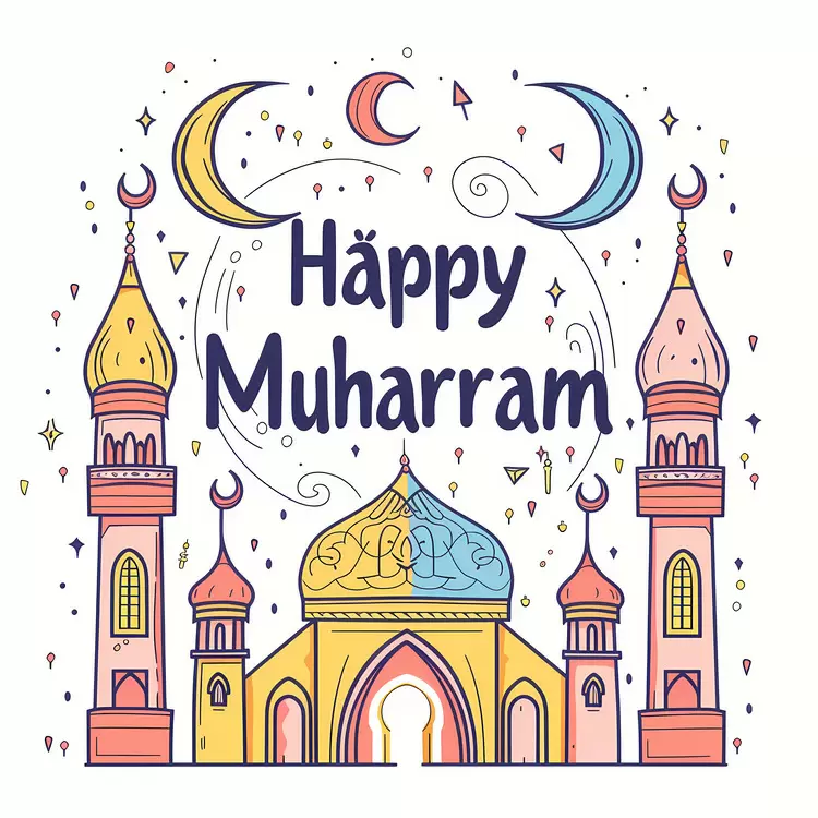 Typography Calligraphy Islamic design Happy Muharram Print