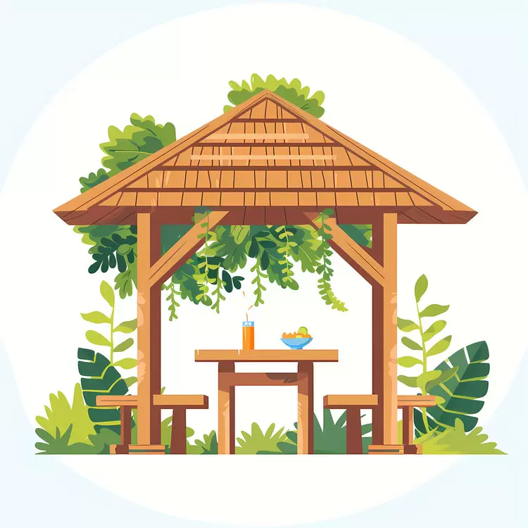 picnic table shelter greenery outdoor seating