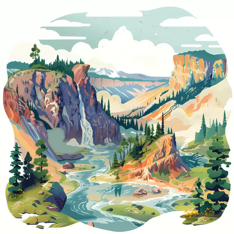 gorge river trees greenery landscape