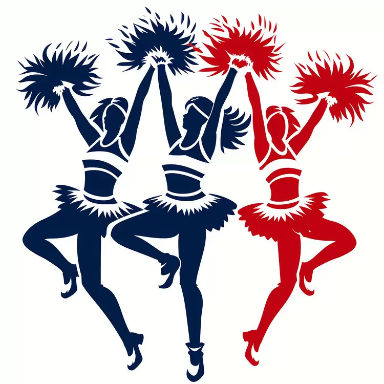 cheerleaders silhouettes team spirit pompoms cheerleading uniforms