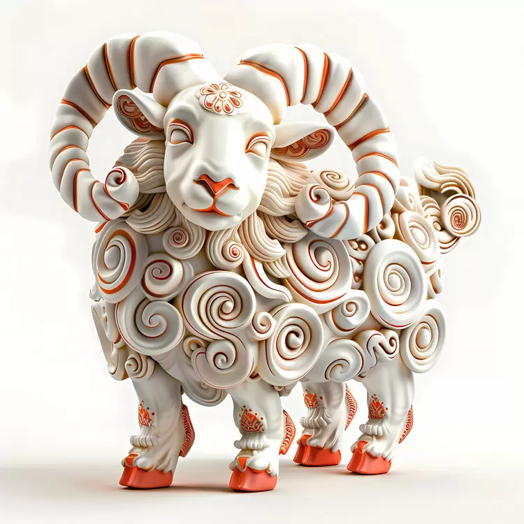 craft artistic ornate white sheep sculpture