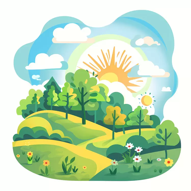 clouds landscape grass summer hills