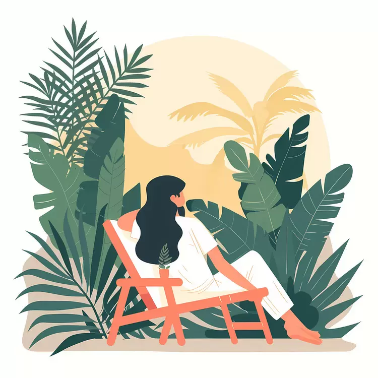 summer morning woman hammock lounge chair