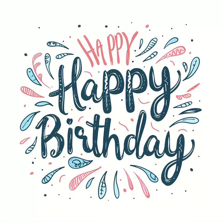 Birthday message Hand lettering Abstract design Party invitation Happy Birthday