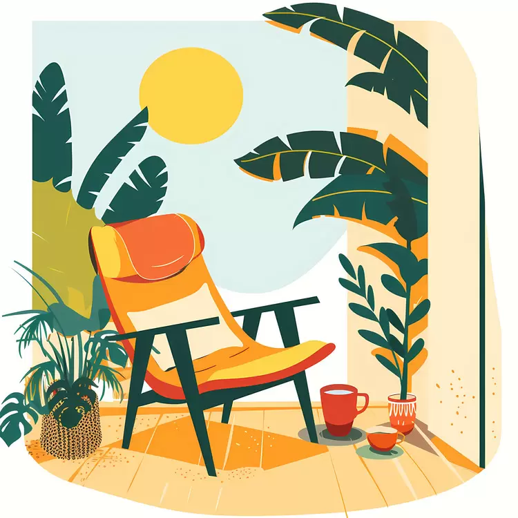 table summer morning book patio plant