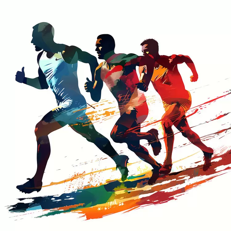 Silhouette Colorful Athletic Sports Race