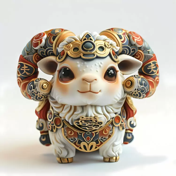 hand painted vintage intricate goat elegant