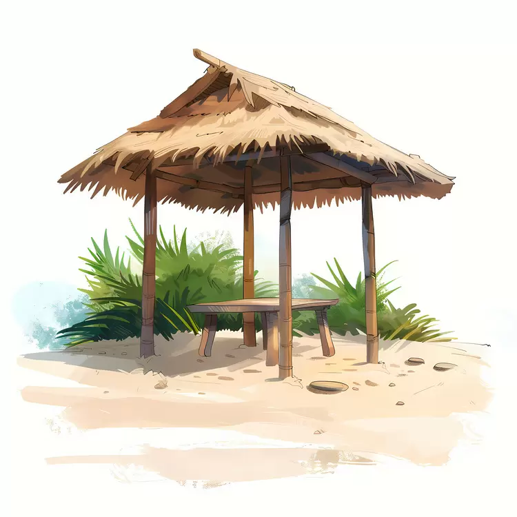pavilion hut umbrella roof picnic table