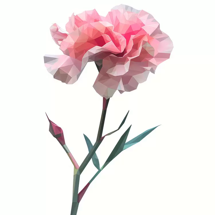 Modern design Pink flower Low poly Carnation Lines and shapes