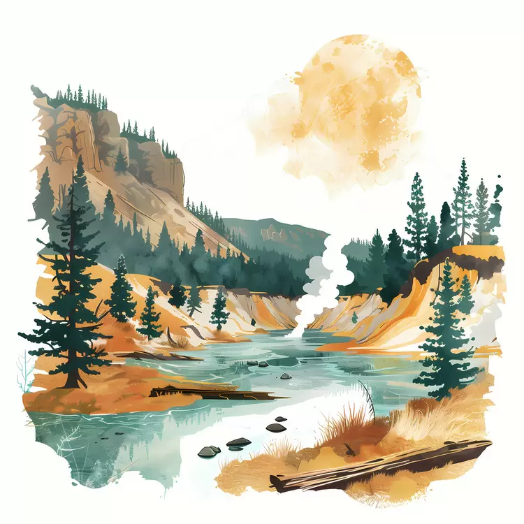 forest natural trees fall colors stream