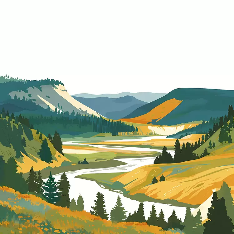 forest green mountains valley water
