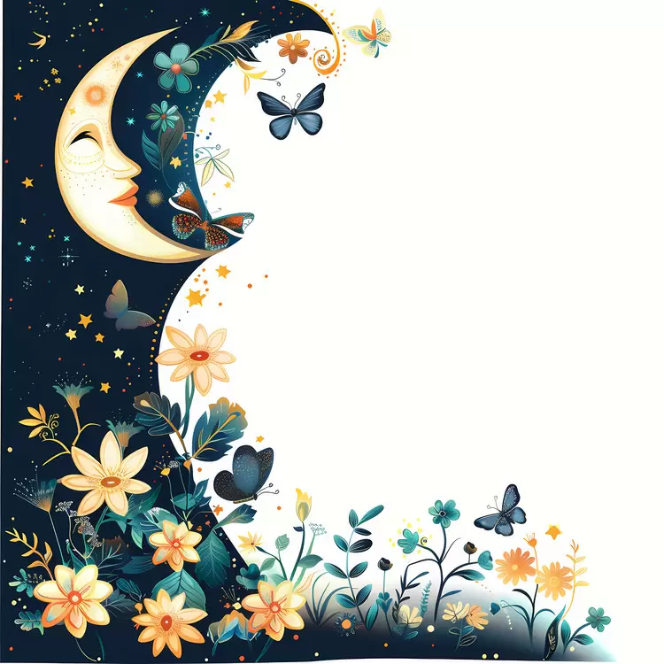 magical summer night floral border peaceful
