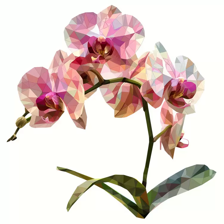 Botanical Art Watercolor Effects Delicate Low Resolution Polygon Design