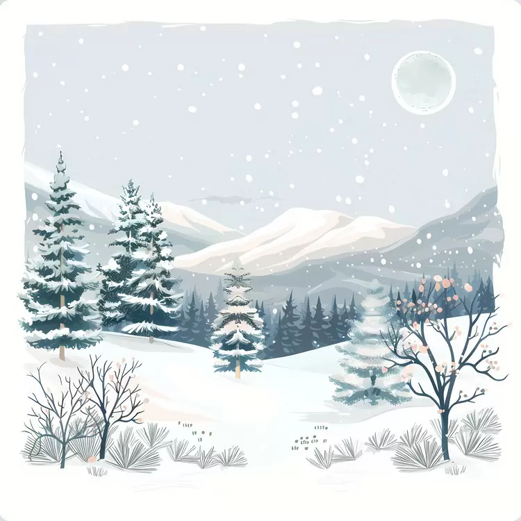 snowy landscape night Winter wonderland It is a peaceful and serene scene mountainside