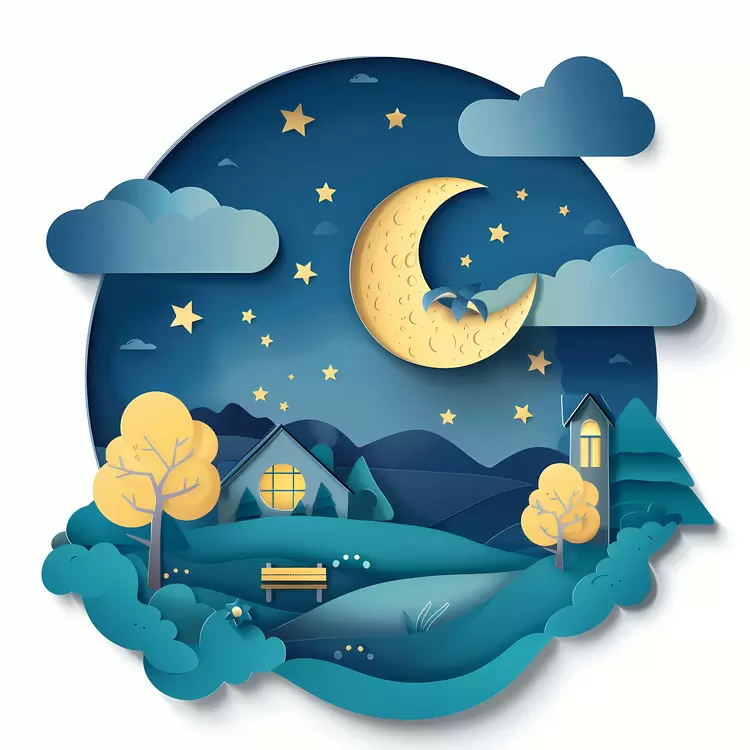 summer night moon stars mountains