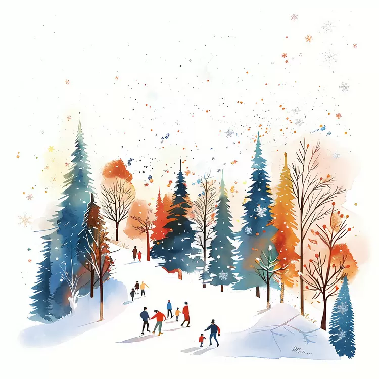 Winter scene Landscape Snow covered ground Trees Nature