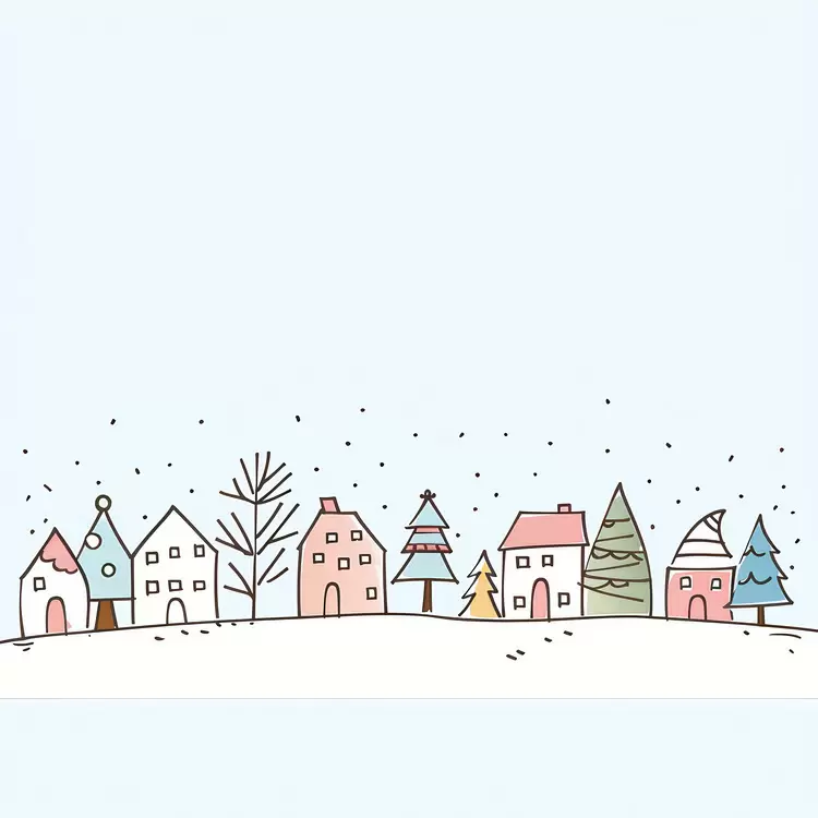 colorful snow covered winter cityscape houses