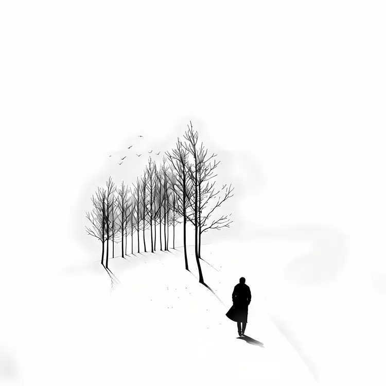 person walking in the snow winter forest trees in the snow snowy trail snowy landscape