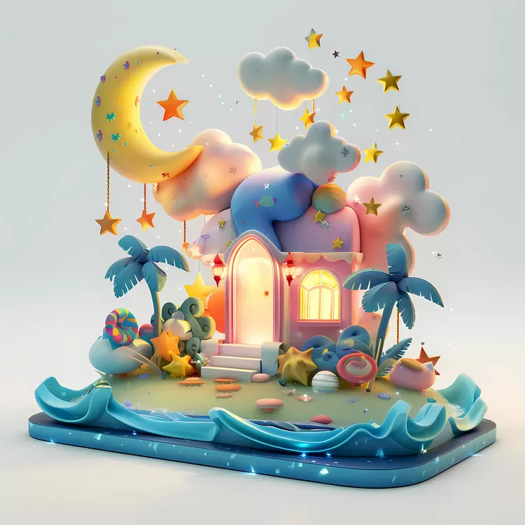Lighthouse Night sky Fantasy Soft summer night