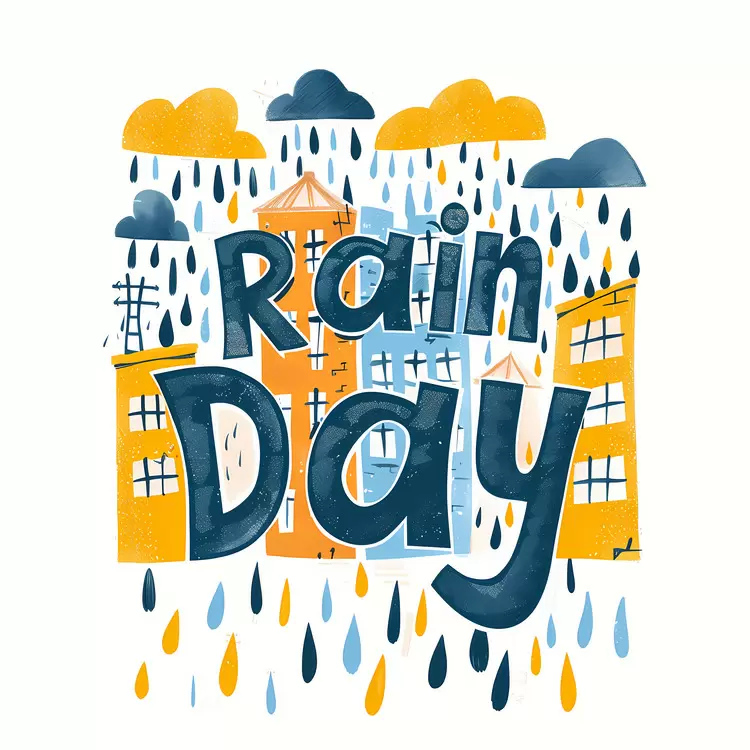 sky clouds hand drawn raindrops digital artwork