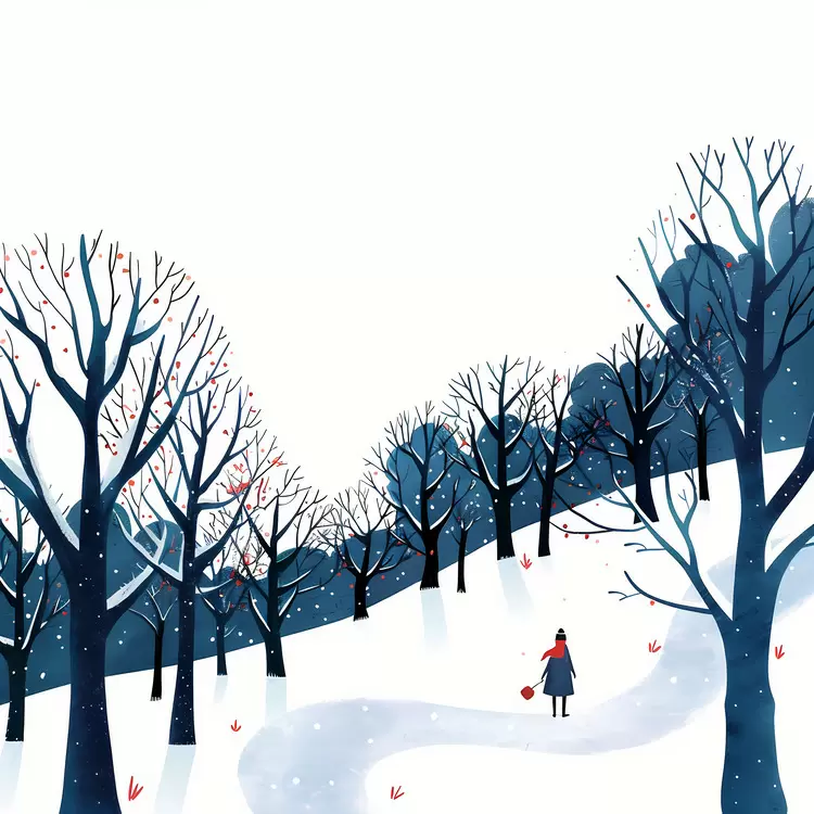 snowy forest snowy pathway winter landscape person walking in winter trees in snow
