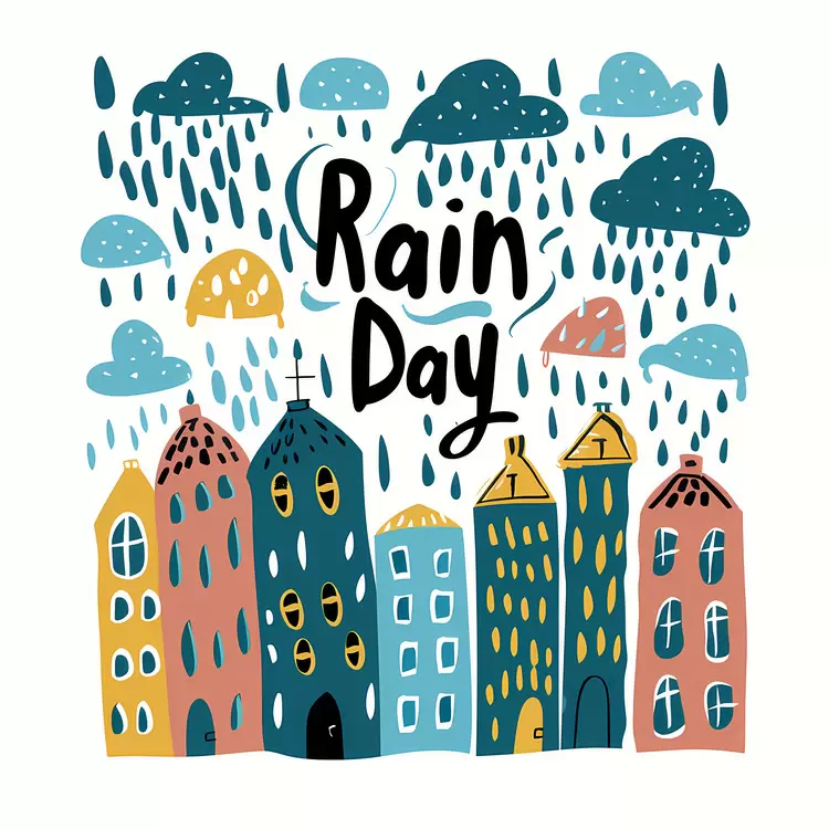 Postcard Urban cityscape Illustrated Hand lettering Cute
