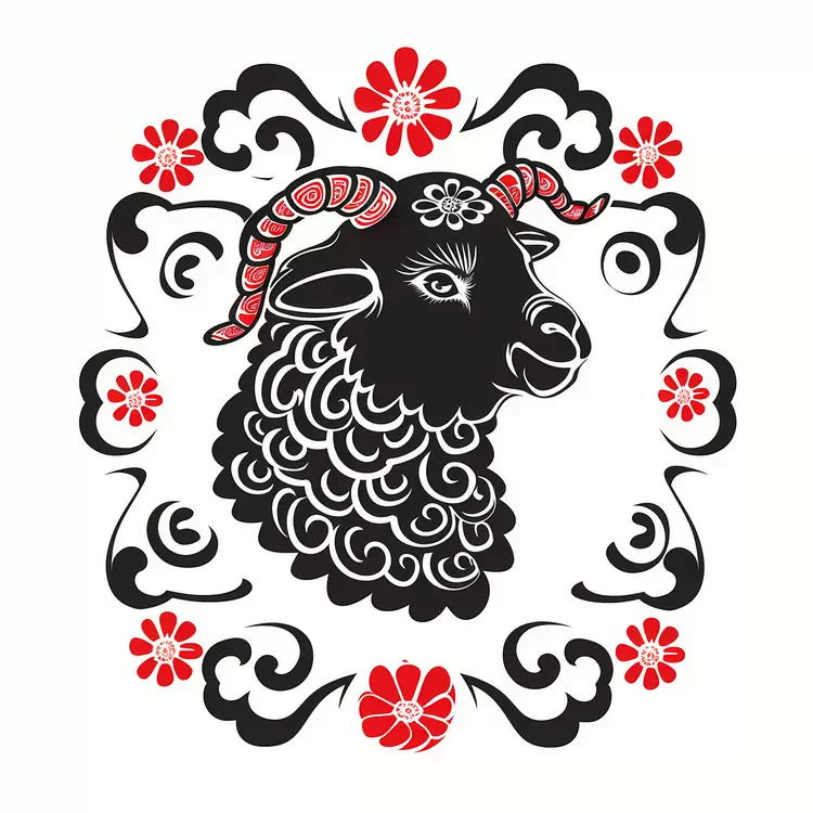 Chinese Zodiacs Ram Year of the Sheep silhouette
