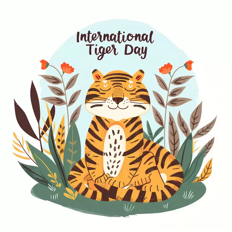 domesticated animal wildlife International Tiger Day vector