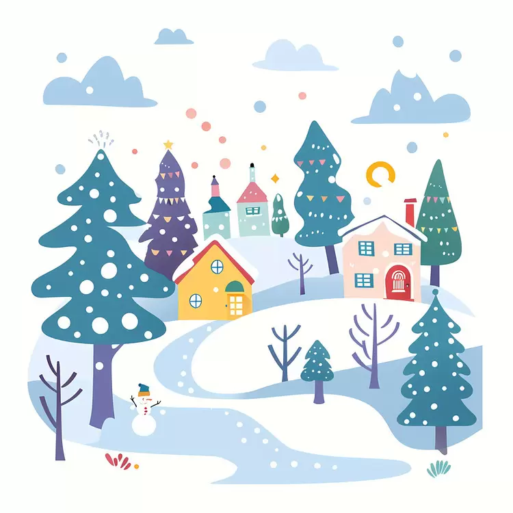 Winter wonderland cute festive cosy trees