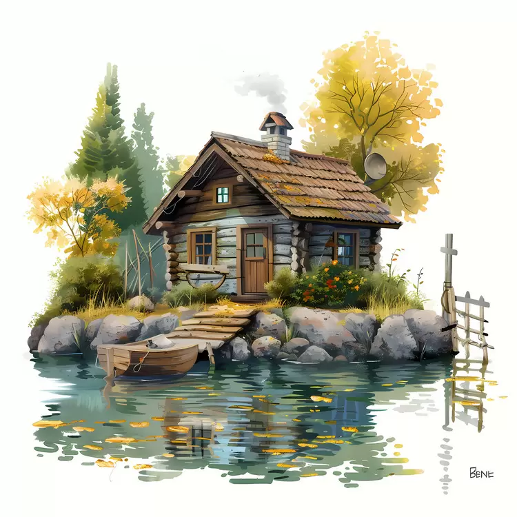 cottage peaceful atmosphere wooden house rural setting cozy interior