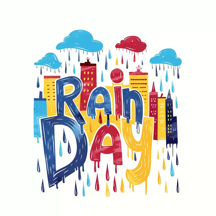 drip colorful buildings spray rainy day