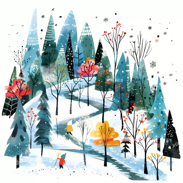 snow digital art Winter wonderland trees