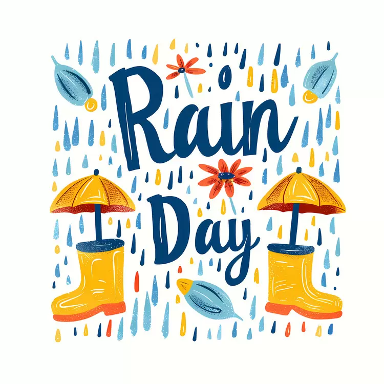 umbrella with raindrops wet boots in rain water umbrellas