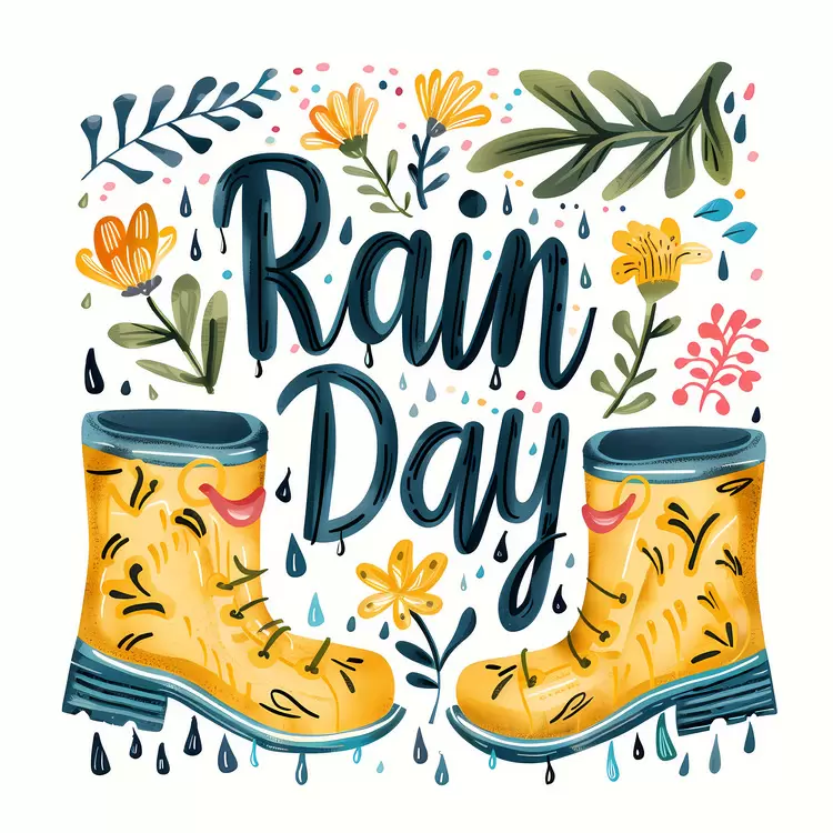 flowery print yellow boots waterproof Rain Day spring style