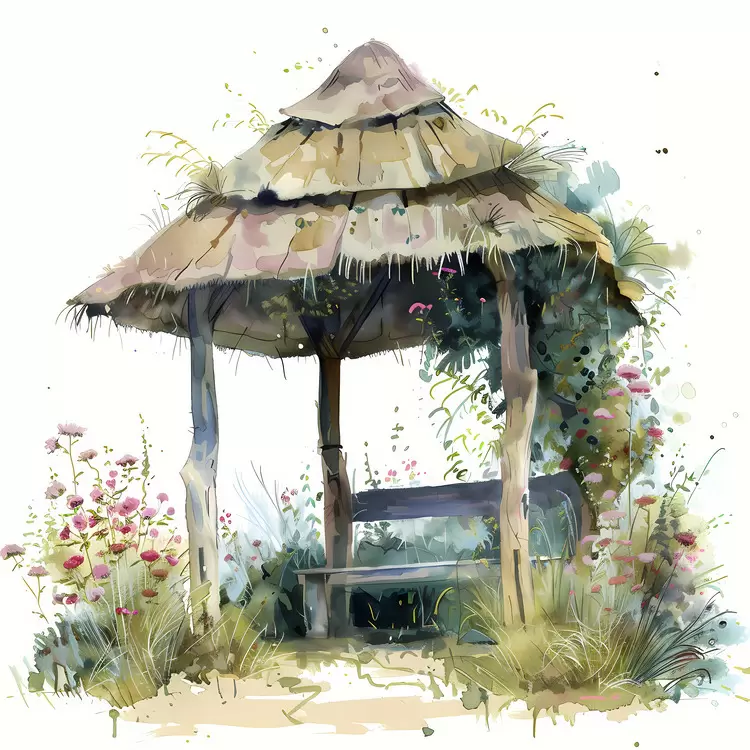 hut tropical rural garden shade