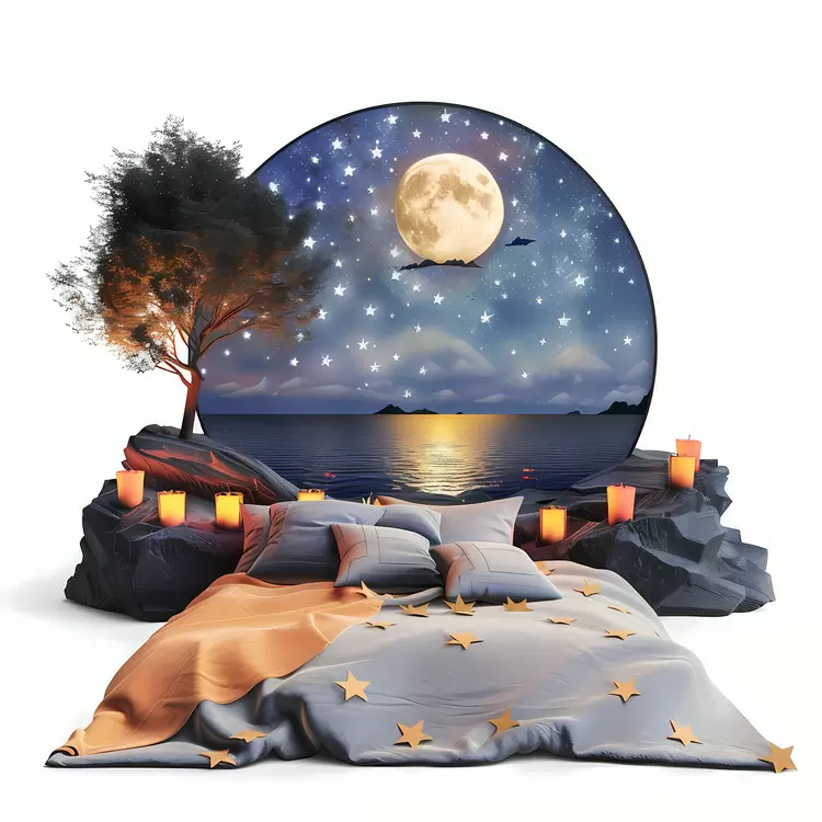 Moon Trees Night sky Stars Reflections