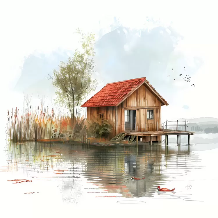 landscape lake nature secluded rushes