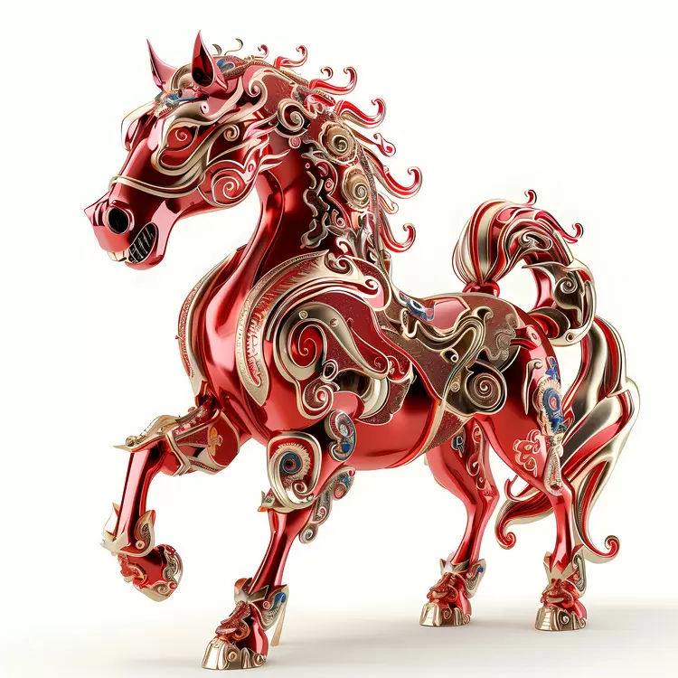 red horse decorative stylized 3d model artistic