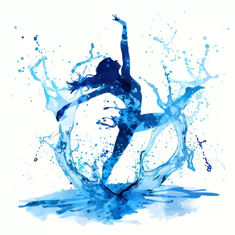 gymnast silhouette splash fluid water