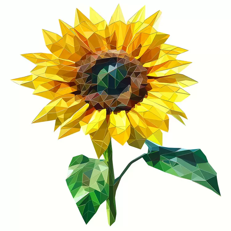 Sunflower Sculpture Geometric Textured
