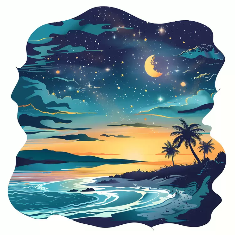 ocean summer night tropical stars