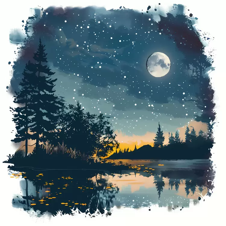 vintage full moon quiet sky artistic