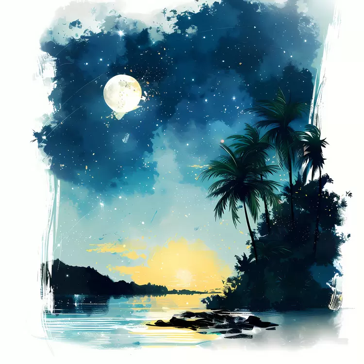 palm trees beach sky sunset tropical island