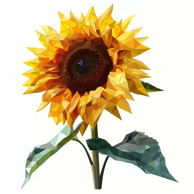 Botanical illustration Sunflower Yellow flower Triangular shapes Floral