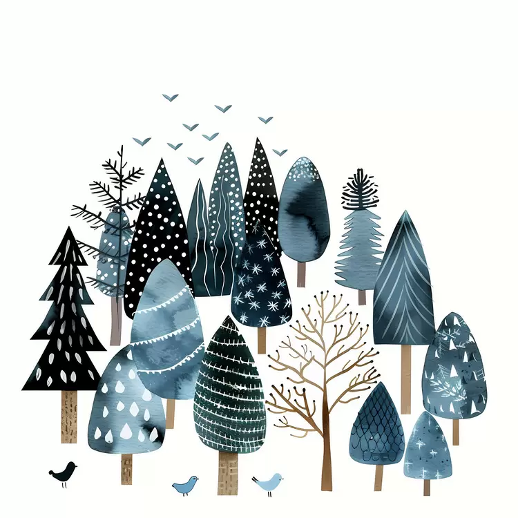 winter scene Trees Blue nature