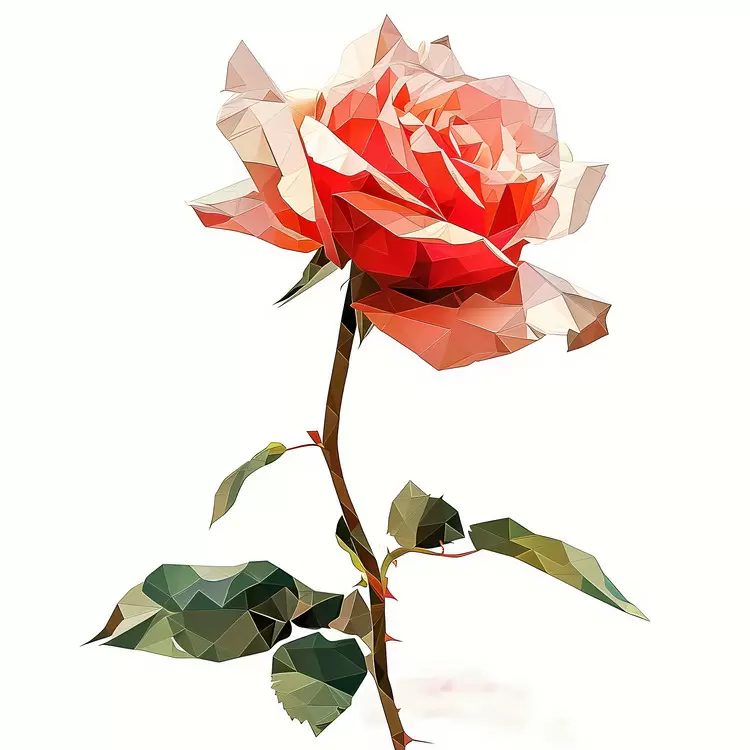 Leaves Red Roses Stem Colorful
